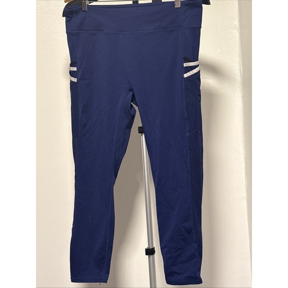 Fabletics Women's Size XL Navy Solid High Rise Ankle Leggings Logo Walk Work-Out